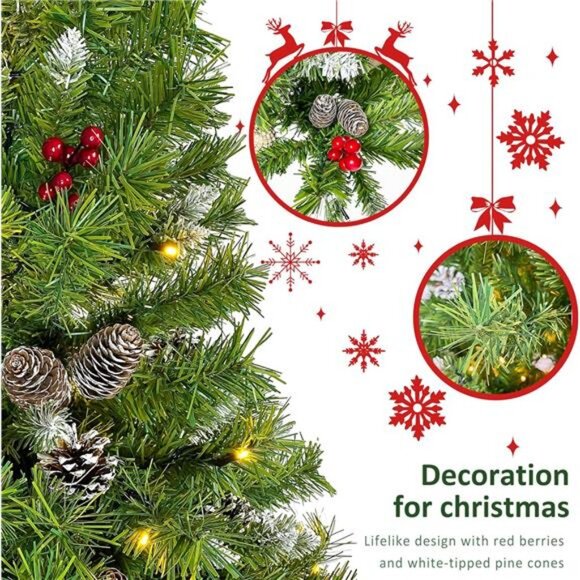 4Pcs Christmas Tree Garland Wreath Set, 2Pcs 4ft Prelit Artifical Christmas - Picture 4 of 7